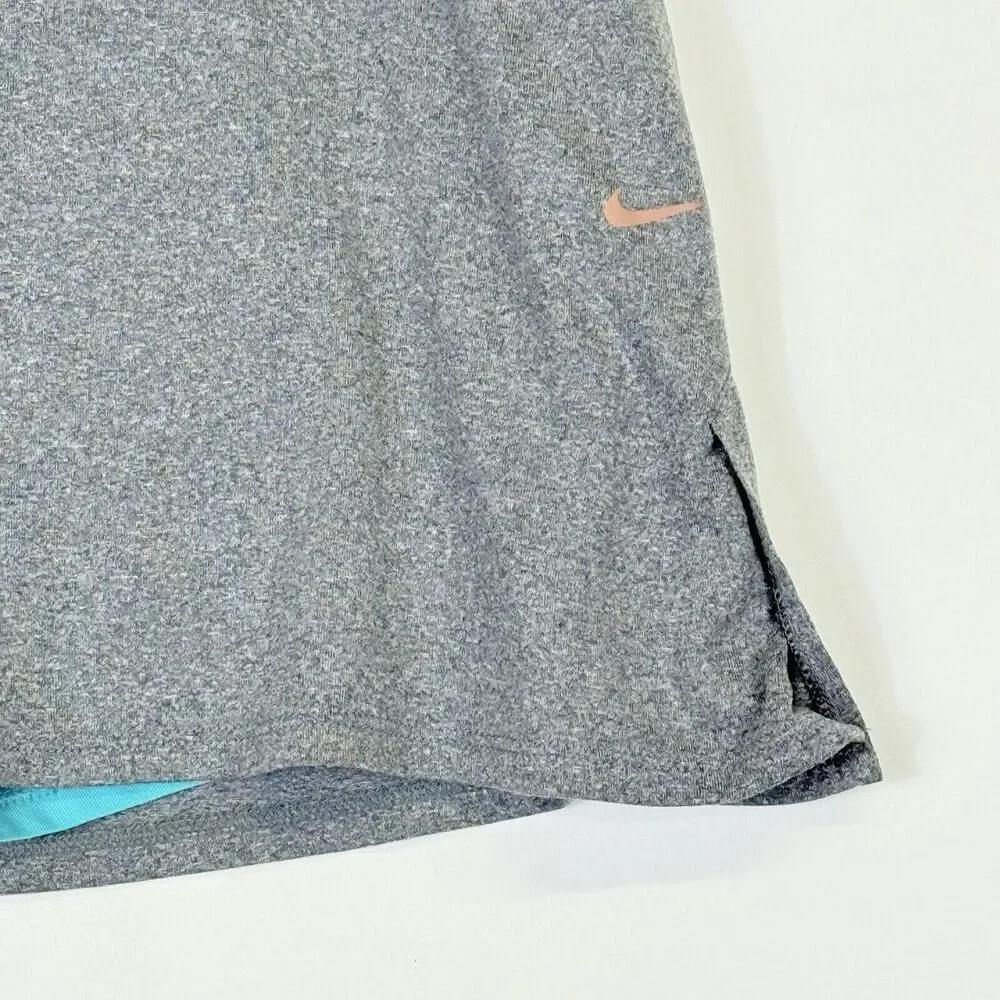 Nike Skort Skirt Women's Large Grey Aqua Jersey Athletic Mini‎ Tennis Pickleball